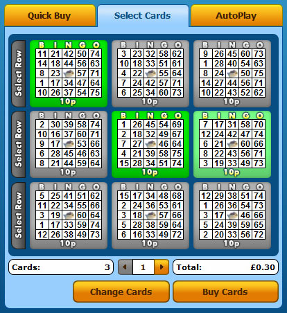 selecting bingo liner 75 ball bingo cards