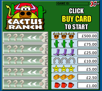 bingo liner cactus ranch pull tabs online instant win game