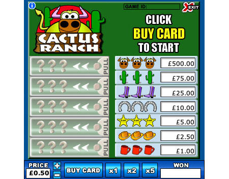 bingo liner cactus ranch online instant win game