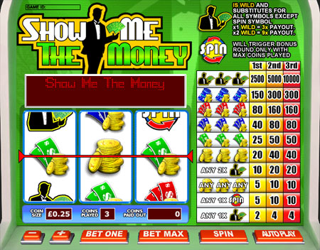 bingo liner show me the money 3 reel online slots game