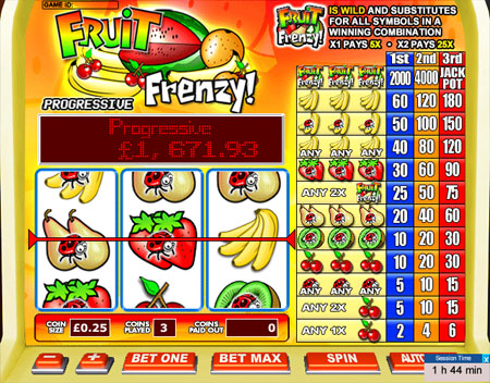 bingo liner fruit frenzy 3 reel online slots game